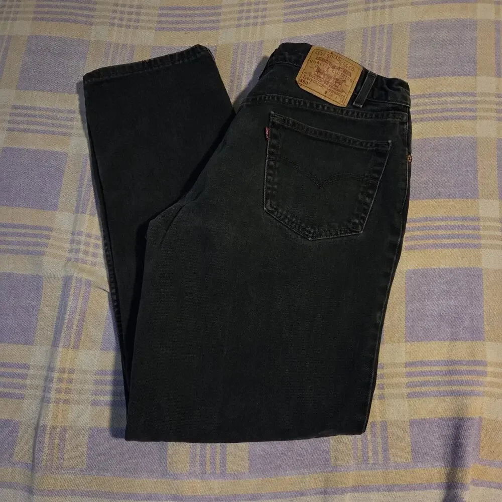 Vtg Levis 550 Mens 36 X 34 Fit 34 X 32 Relaxed Fit Denim Jeans Black Faded 90s